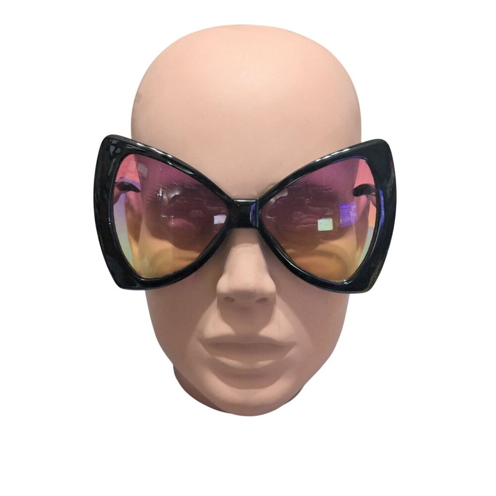 Retro Bow Sunglasses Purple / Yellow Lenses Oversized Y2K Maximalist